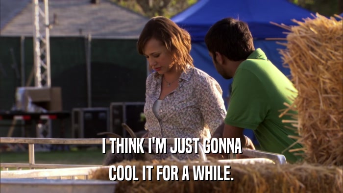 I THINK I'M JUST GONNA COOL IT FOR A WHILE. 