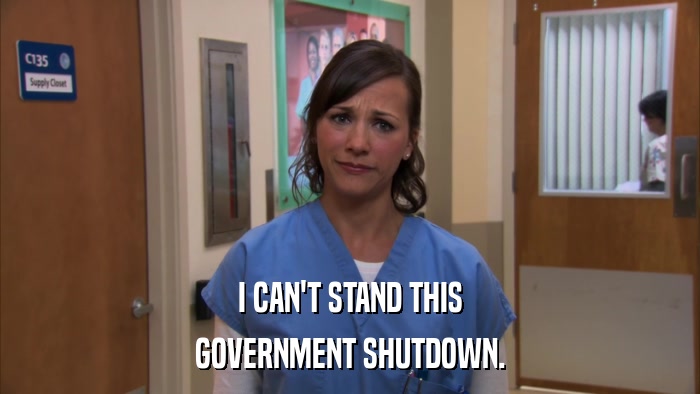 I CAN'T STAND THIS GOVERNMENT SHUTDOWN. 