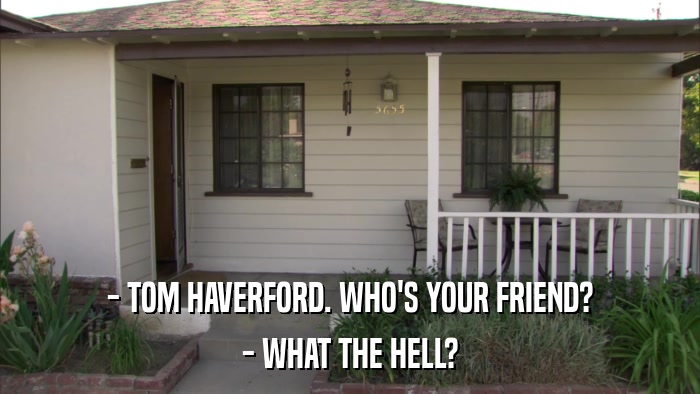 - TOM HAVERFORD. WHO'S YOUR FRIEND? - WHAT THE HELL? 