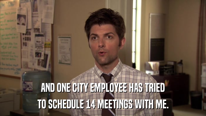 AND ONE CITY EMPLOYEE HAS TRIED TO SCHEDULE 14 MEETINGS WITH ME. 