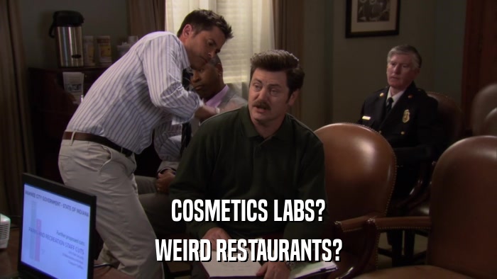 COSMETICS LABS? WEIRD RESTAURANTS? 