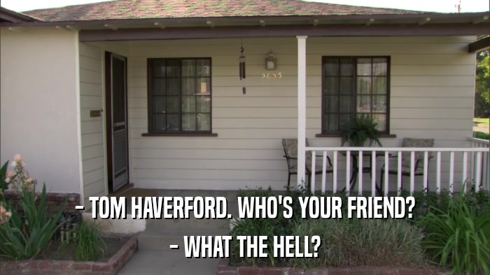 - TOM HAVERFORD. WHO'S YOUR FRIEND? - WHAT THE HELL? 