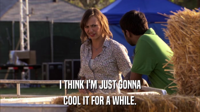 I THINK I'M JUST GONNA COOL IT FOR A WHILE. 