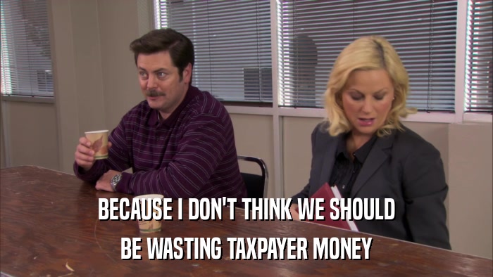 BECAUSE I DON'T THINK WE SHOULD BE WASTING TAXPAYER MONEY 