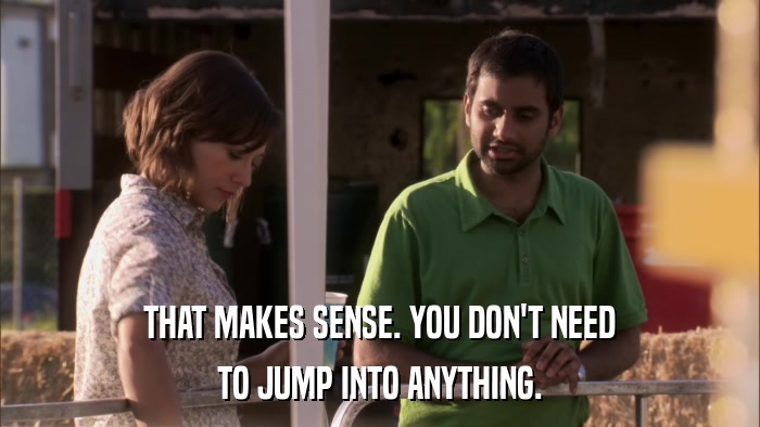 THAT MAKES SENSE. YOU DON'T NEED TO JUMP INTO ANYTHING. 