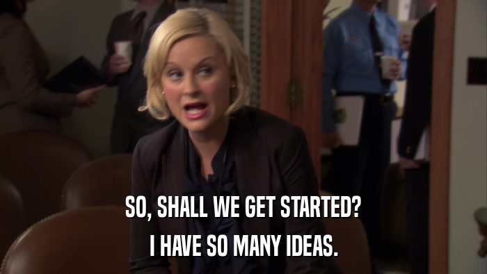 SO, SHALL WE GET STARTED? I HAVE SO MANY IDEAS. 