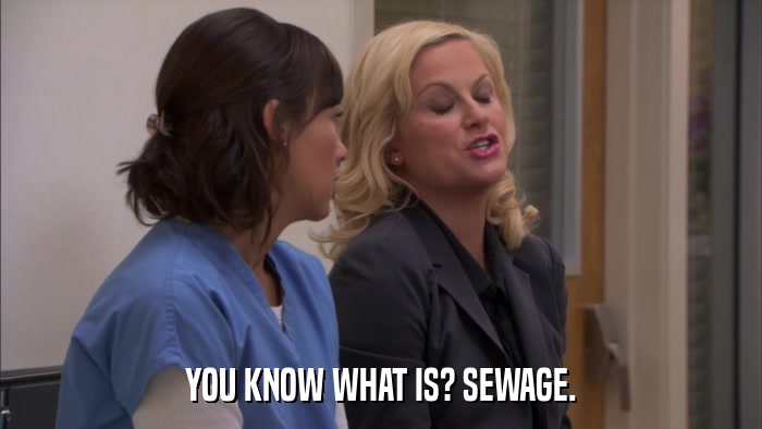 YOU KNOW WHAT IS? SEWAGE.  