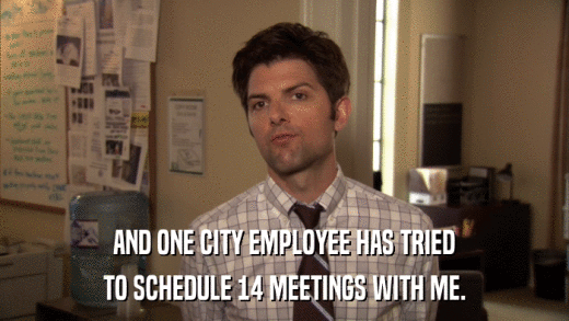 AND ONE CITY EMPLOYEE HAS TRIED TO SCHEDULE 14 MEETINGS WITH ME. 