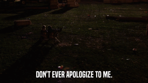 DON'T EVER APOLOGIZE TO ME.  