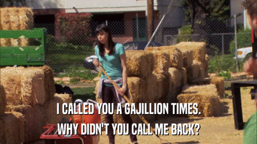 I CALLED YOU A GAJILLION TIMES. WHY DIDN'T YOU CALL ME BACK? 