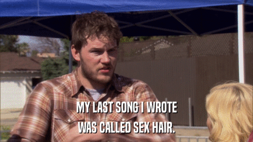 MY LAST SONG I WROTE WAS CALLED SEX HAIR. 