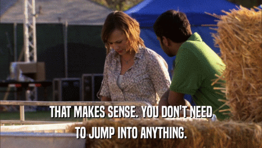 THAT MAKES SENSE. YOU DON'T NEED TO JUMP INTO ANYTHING. 