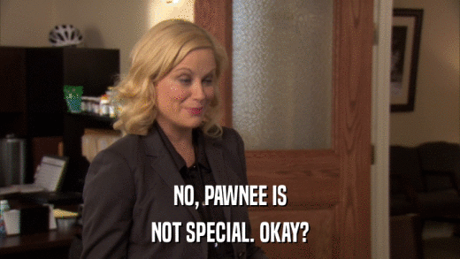 NO, PAWNEE IS NOT SPECIAL. OKAY? 