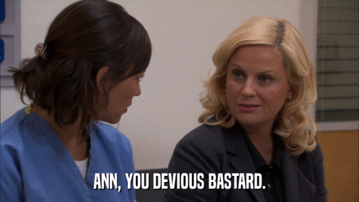 ANN, YOU DEVIOUS BASTARD.  