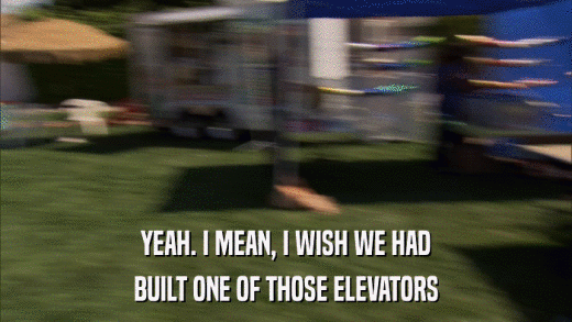 YEAH. I MEAN, I WISH WE HAD BUILT ONE OF THOSE ELEVATORS 
