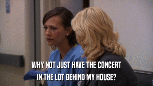 WHY NOT JUST HAVE THE CONCERT IN THE LOT BEHIND MY HOUSE? 