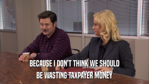BECAUSE I DON'T THINK WE SHOULD BE WASTING TAXPAYER MONEY 