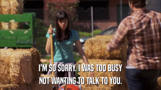 I'M SO SORRY. I WAS TOO BUSY NOT WANTING TO TALK TO YOU. 
