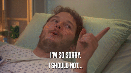 I'M SO SORRY. I SHOULD NOT... 