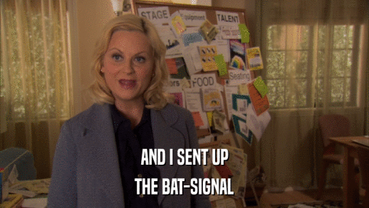 AND I SENT UP THE BAT-SIGNAL 