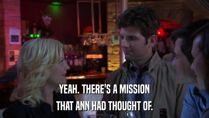 YEAH. THERE'S A MISSION THAT ANN HAD THOUGHT OF. 
