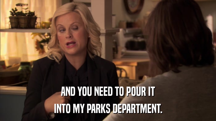 AND YOU NEED TO POUR IT INTO MY PARKS DEPARTMENT. 