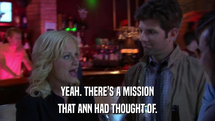 YEAH. THERE'S A MISSION THAT ANN HAD THOUGHT OF. 