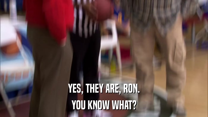 YES, THEY ARE, RON. YOU KNOW WHAT? 