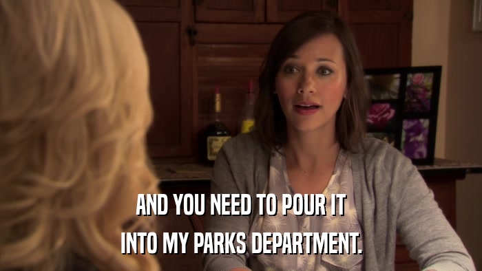 AND YOU NEED TO POUR IT INTO MY PARKS DEPARTMENT. 