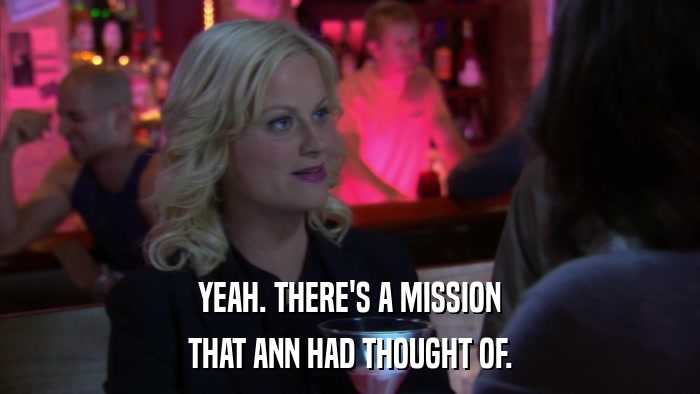 YEAH. THERE'S A MISSION THAT ANN HAD THOUGHT OF. 