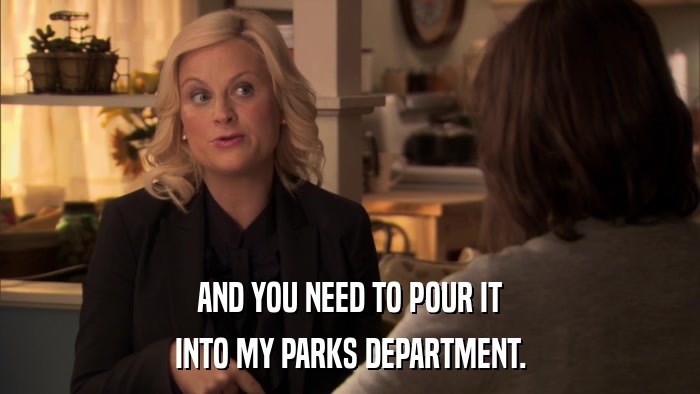 AND YOU NEED TO POUR IT INTO MY PARKS DEPARTMENT. 
