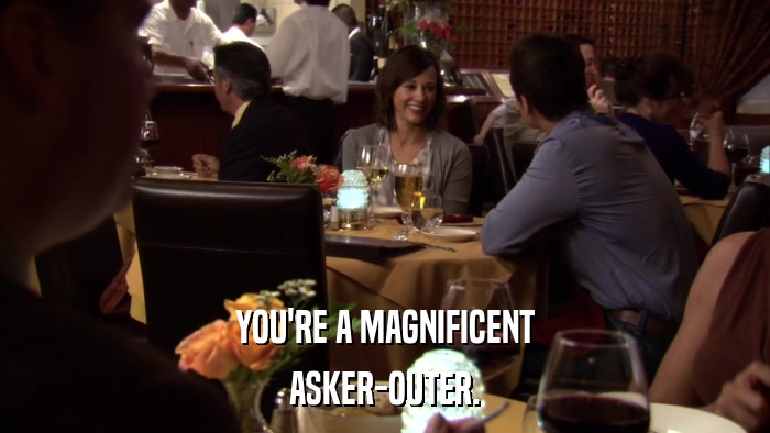 YOU'RE A MAGNIFICENT ASKER-OUTER. 