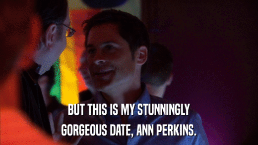 BUT THIS IS MY STUNNINGLY GORGEOUS DATE, ANN PERKINS. 