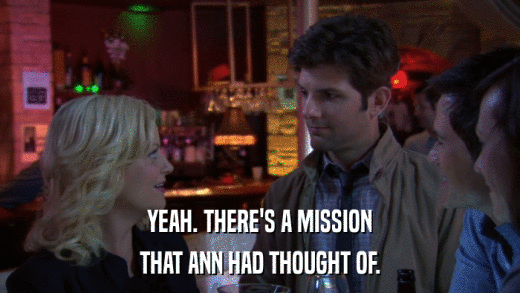 YEAH. THERE'S A MISSION THAT ANN HAD THOUGHT OF. 