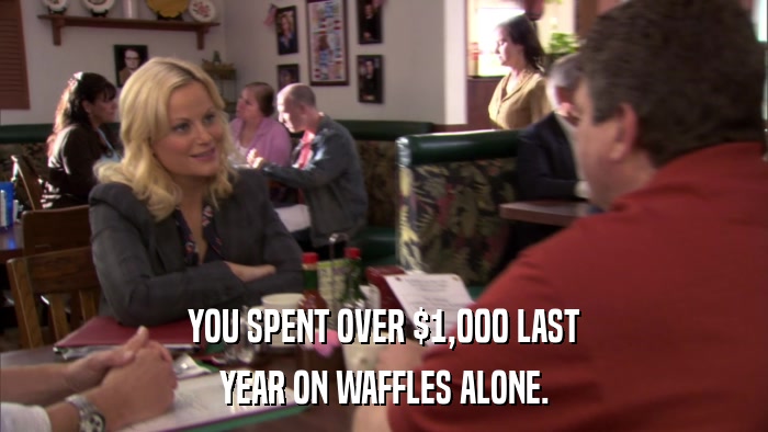 YOU SPENT OVER $1,000 LAST YEAR ON WAFFLES ALONE. 