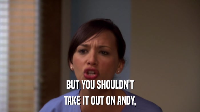 BUT YOU SHOULDN'T TAKE IT OUT ON ANDY, 