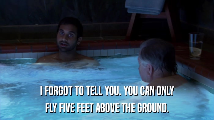 I FORGOT TO TELL YOU. YOU CAN ONLY FLY FIVE FEET ABOVE THE GROUND. 