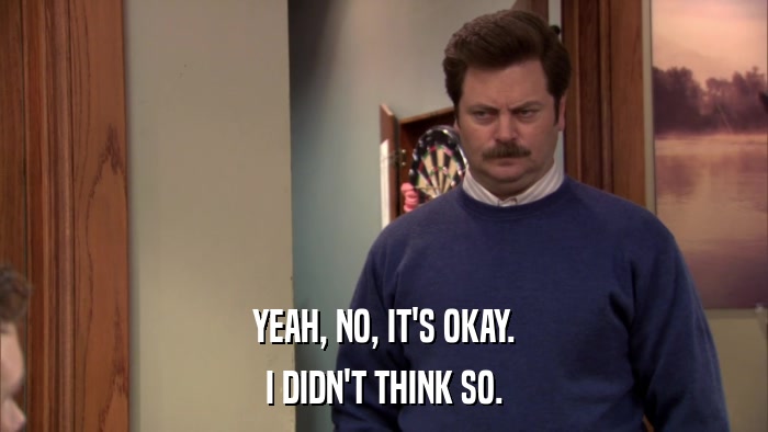 YEAH, NO, IT'S OKAY. I DIDN'T THINK SO. 