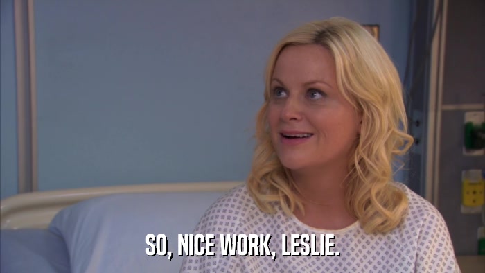 SO, NICE WORK, LESLIE.  