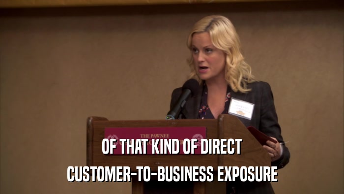 OF THAT KIND OF DIRECT CUSTOMER-TO-BUSINESS EXPOSURE 