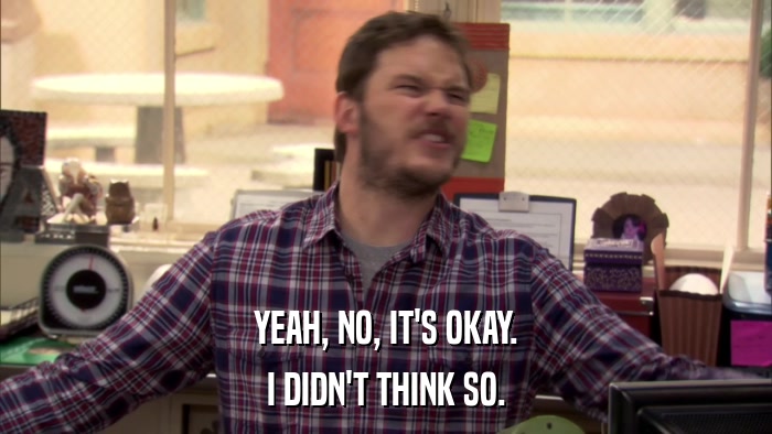 YEAH, NO, IT'S OKAY. I DIDN'T THINK SO. 