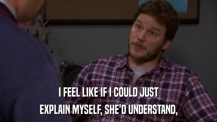 I FEEL LIKE IF I COULD JUST EXPLAIN MYSELF, SHE'D UNDERSTAND, 