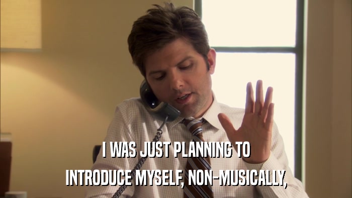 I WAS JUST PLANNING TO INTRODUCE MYSELF, NON-MUSICALLY, 