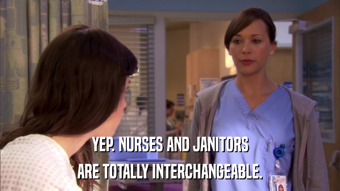 YEP. NURSES AND JANITORS ARE TOTALLY INTERCHANGEABLE. 