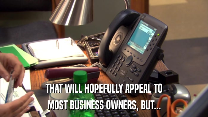 THAT WILL HOPEFULLY APPEAL TO MOST BUSINESS OWNERS, BUT... 