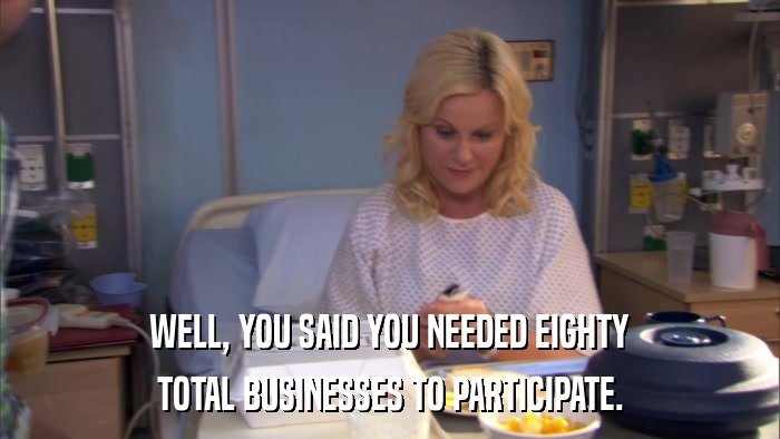 WELL, YOU SAID YOU NEEDED EIGHTY TOTAL BUSINESSES TO PARTICIPATE. 