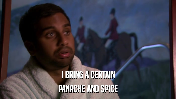 I BRING A CERTAIN PANACHE AND SPICE 