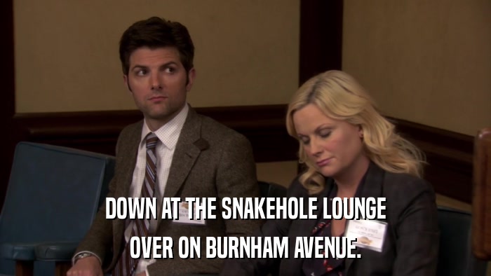 DOWN AT THE SNAKEHOLE LOUNGE OVER ON BURNHAM AVENUE. 