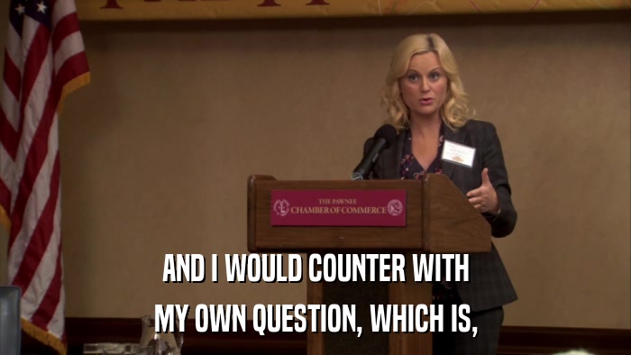 AND I WOULD COUNTER WITH MY OWN QUESTION, WHICH IS, 