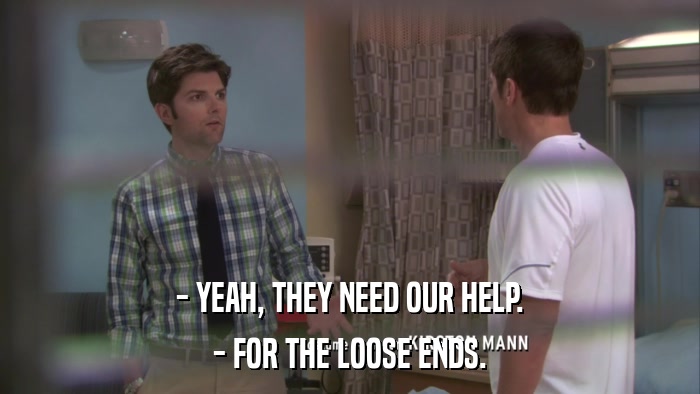 - YEAH, THEY NEED OUR HELP. - FOR THE LOOSE ENDS. 